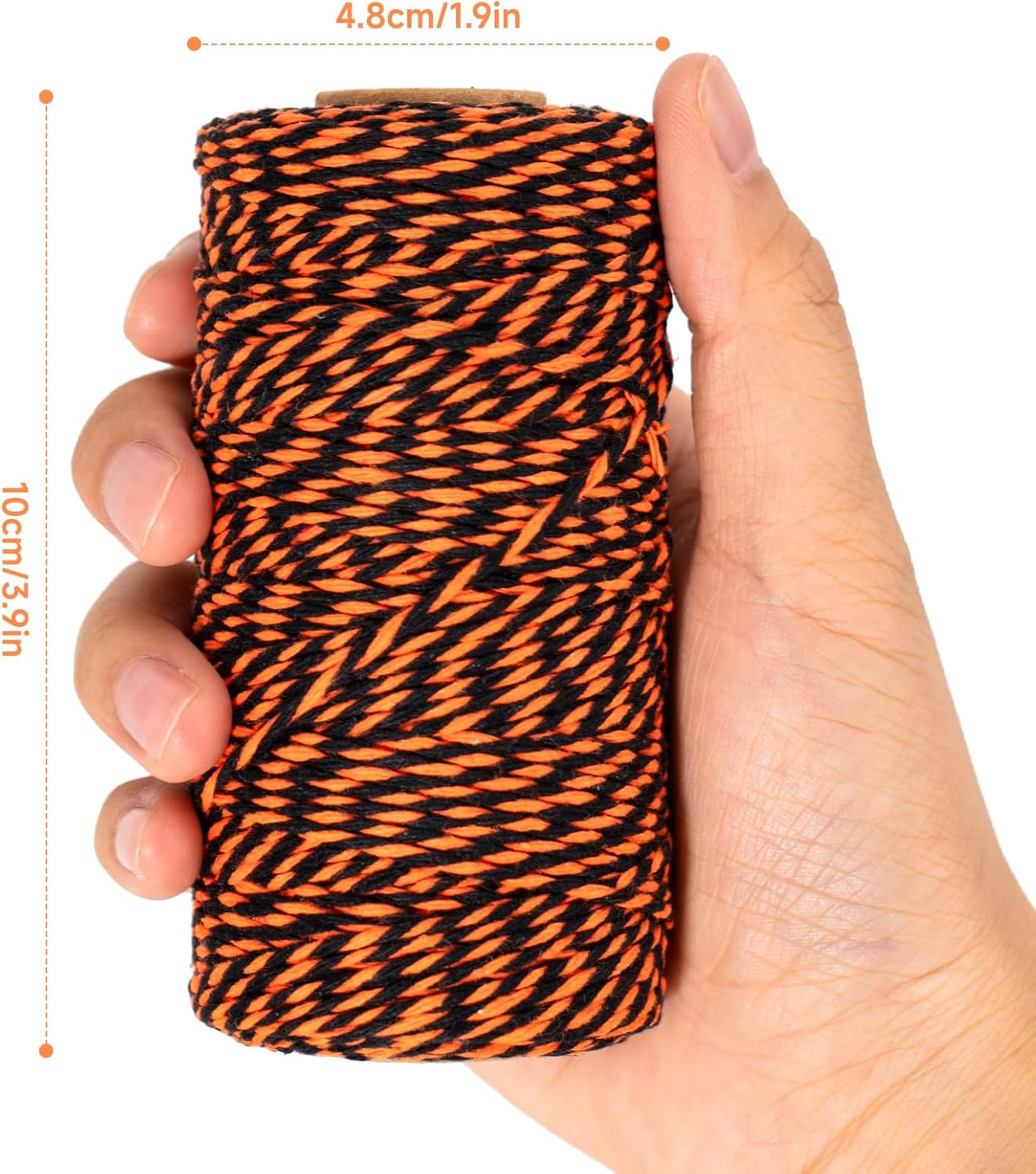 KINGLAKE Halloween Twine - Orange & Black Cotton String, 2mm, 328 Feet, DIY Crafts, Gift Wrapping, Party Decoration, Gift Tags