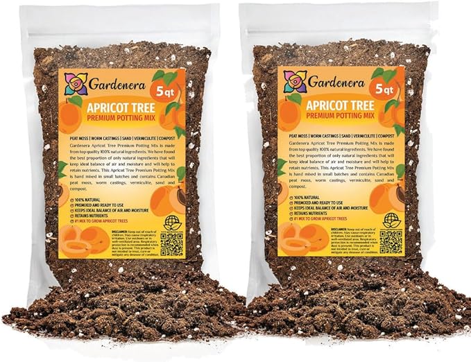 Gardenera Premium Apricot Potting Soil Mix - Ideal Nutrient Blend for Growing Robust, Flavorful, and Bountiful Apricots - 10 Quart