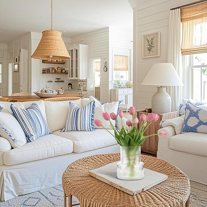 15 Pcs Deep Pink Tulips Artificial Flowers Faux Tulips Real Touch Latex Fake Flower Bouquet for Spring Wedding Home Décor Centerpiece Arrangements