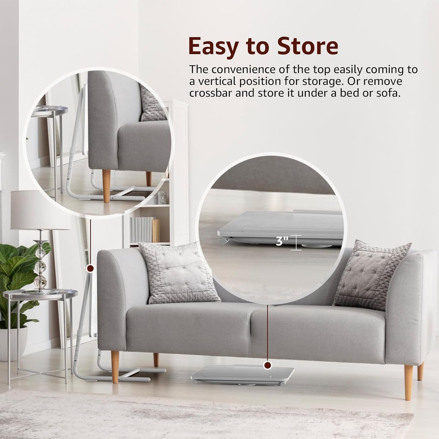 TV Trays Set of 4 - Folding TV Tray Adjustable Dinner Trays for Eating On Couch Wooden Tables Mate Stand Foldable White Desk with Cup Holder Portable