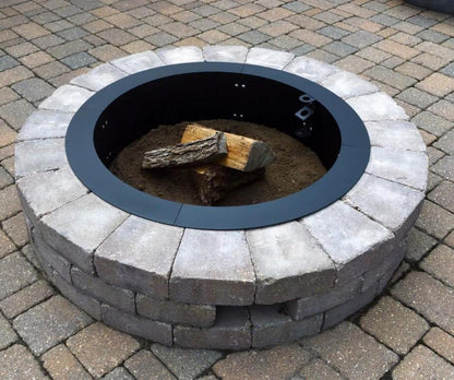 Heavy Duty Black Steel Fire Pit Ring Insert for Outdoors - 31” Round Insert, 38" Outside Flange, 9" Height