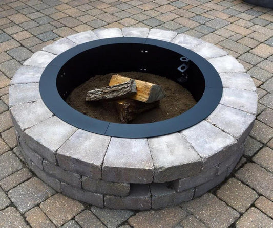 Heavy Duty Black Steel Fire Pit Ring Insert for Outdoors - 31” Round Insert, 38" Outside Flange, 9" Height