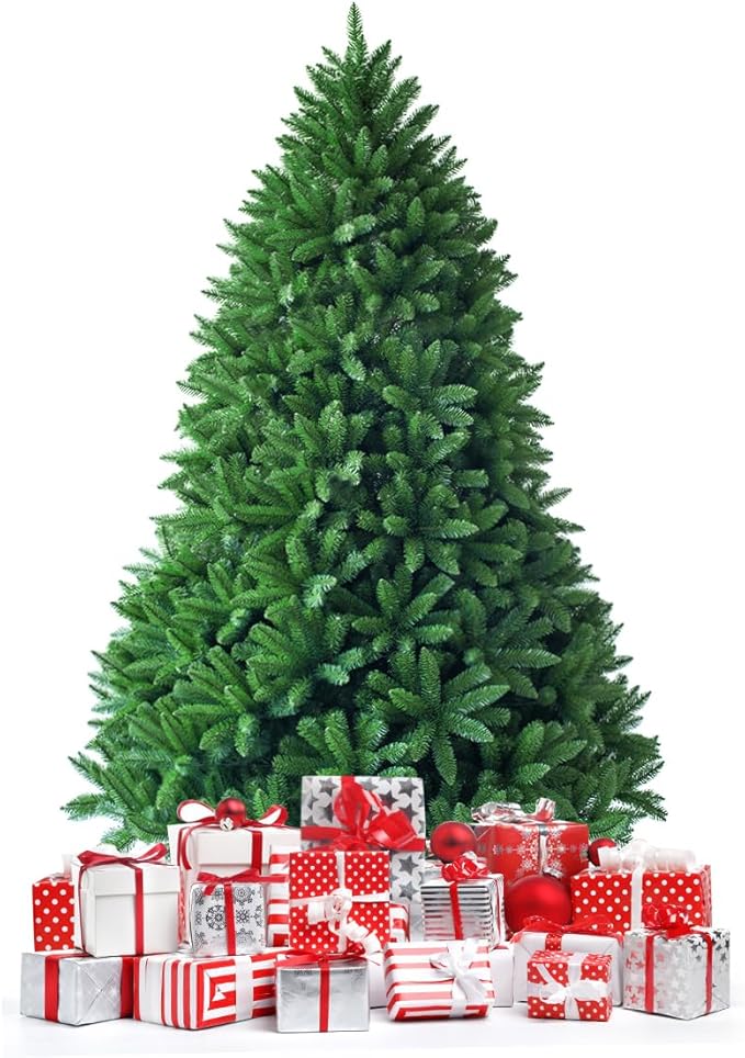 Goplus 5ft Pre-Lit Christmas Tree, Premium Hinged Artificial Fir Tree with 450 LED Lights, 600 Branch Tips and Metal Stand, Easy Assemble, Xmas Decor for Home Office