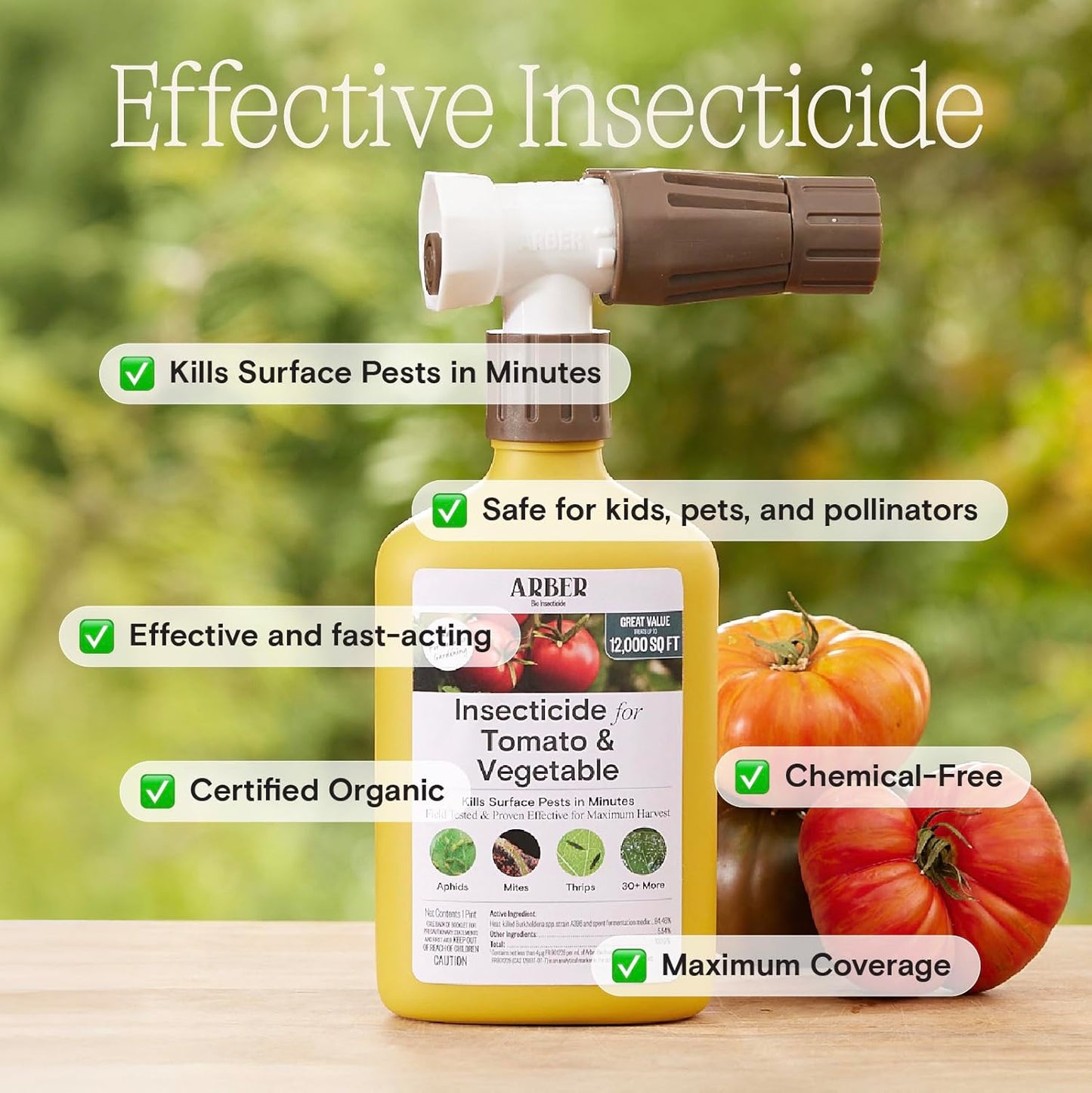 Organic Insecticide for Tomato, Fruits & Vegetables 16oz Ready-to-Spray – Controls Aphids, Mites, Thrips & More – Certified Organic & Safe for Edible Plants
