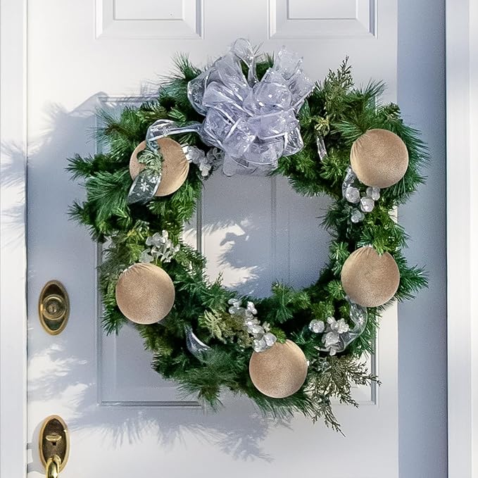 Brown Velvet Christmas Ornaments for Tree 15 PCS, Big Neutral Flocked Christmas Balls Ornaments Set 3.15 Inch, Shatterproof Earth Tone Xmas Hanging Decor for Holiday (Light Brown)