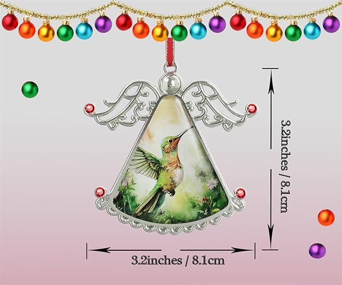 XUTAI Angel Christmas Tree Ornaments Christmas OrnamentHummingbird Flying Greeting Glass Christmas Hanging Angel Glass Pendant for Holiday Decoration