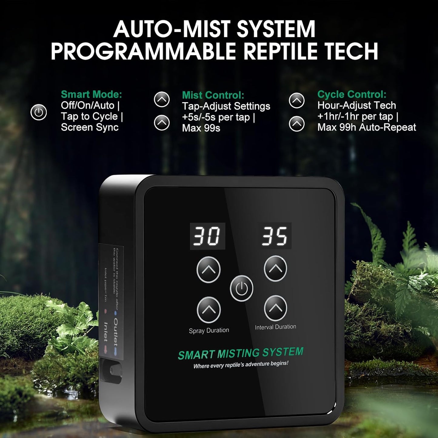 Reptile Mister Humidifier Reptile Mister System with Timer – Auto Terrarium Misting System for Chameleons, Snakes, Frogs, Lizards & Turtles