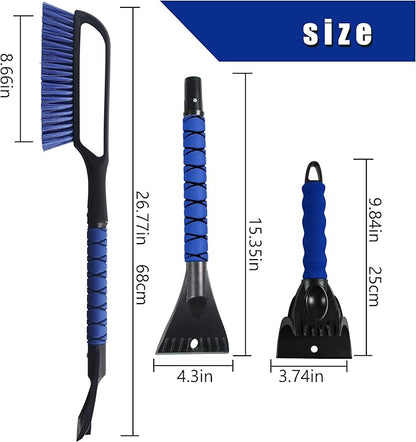 27" Snow Brush & Ice Scraper for Car Windshield, Detachable Snow Scrapers with Foam Grip for Cars, Trucks, SUVs