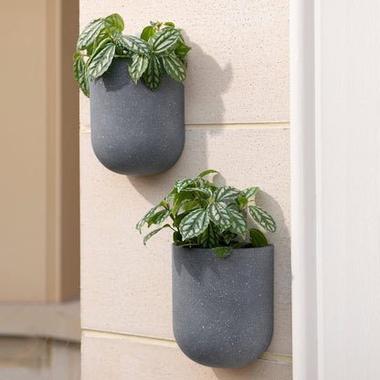 LA JOLIE MUSE Wall Hanging Planters for Indoor Plants，Hanging Flower Pots for Air Plants Succulent, Set of 2, 5.7L*4.1W*7H, Weathered Gray