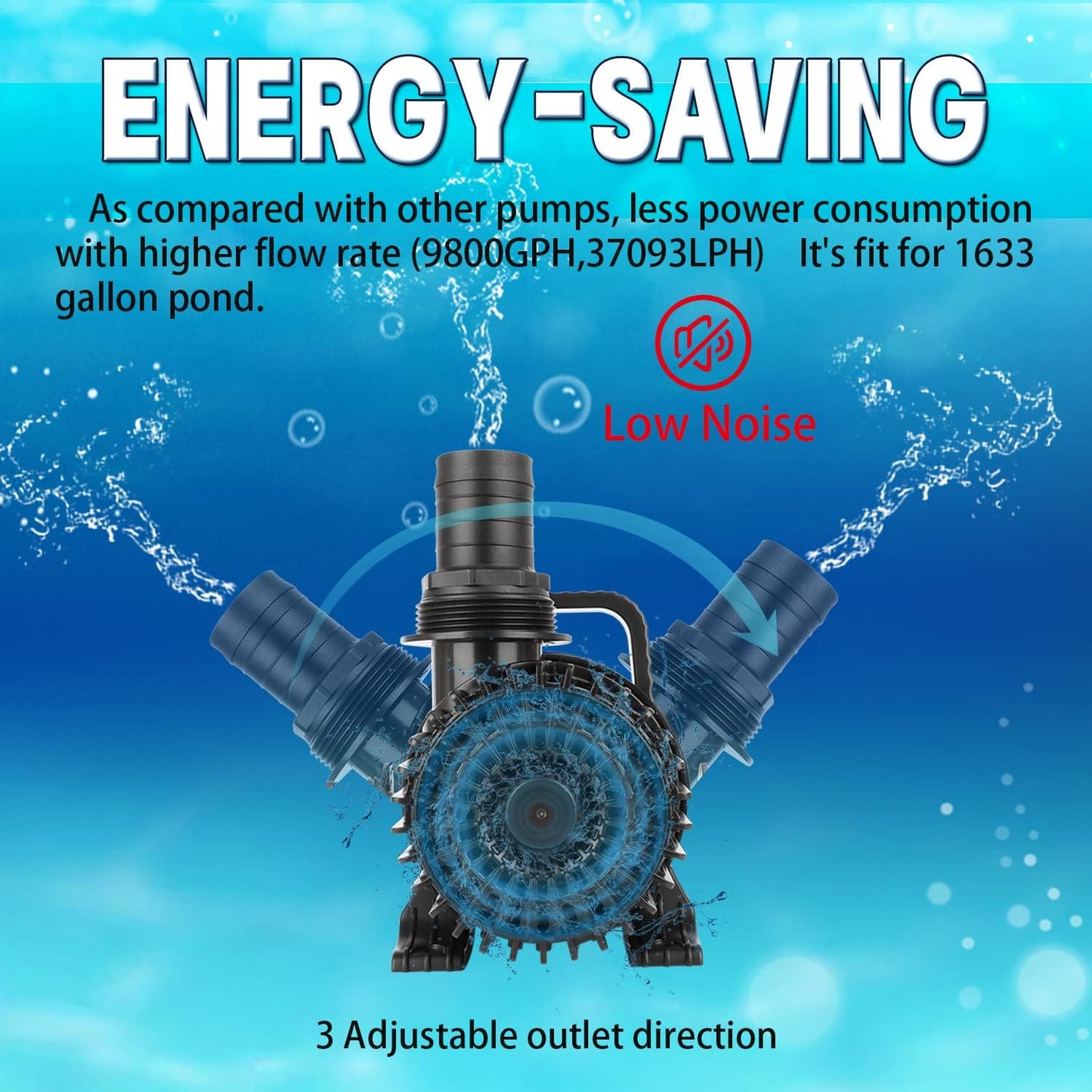 WaterRebirth (8600GPH 520W, UL listed) High Flow Submersible Water Fountain Aquarium Sump Pond Electric Waterfall Pump PS-8600