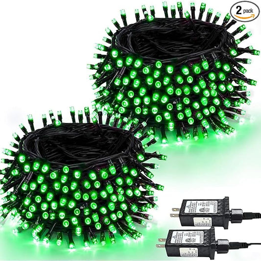 2-Pack 66FT 200 LED Christmas Lights, 13 Modes Extendable Christmas Tree Lights with Timer & Memory, Waterproof Twinkle Fairy Lights Green Wire Outdoor String Lights Indoor for Xmas Tree (Green)