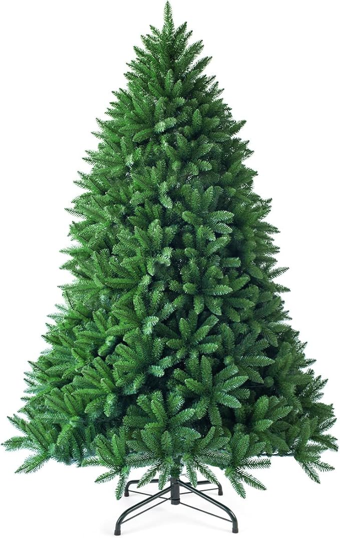 Goplus 7.5ft Unlit Artificial Christmas Tree, Premium Hinged Fir Tree, Easy Assembly with Metal Stand, Xmas Décor for Indoor and Outdoor (7.5ft)