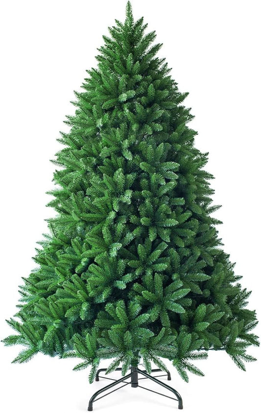 Goplus 7.5ft Unlit Artificial Christmas Tree, Premium Hinged Fir Tree, Easy Assembly with Metal Stand, Xmas Décor for Indoor and Outdoor (7.5ft)