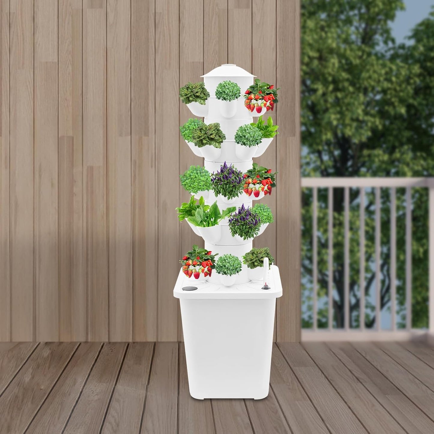 Hydroponics Vertical Growing Kit with Grow Lights 25 Plants Garden Hydroponic Growing System Outdoor Outdoor Indoor Vertical Garden Planter Tower with Automatic Watering for Herbs Fruits Vegetables