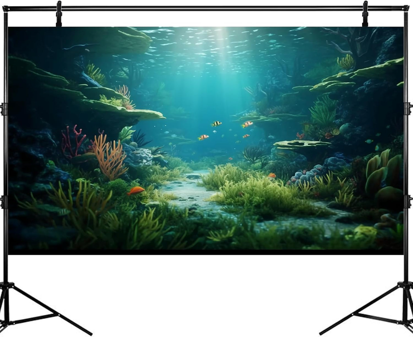 Ocean Floor Fish Tank Background Under The Sea Coral Reef Aquarium Background Underwater Aquatic Plants Corals Rock Cave Terrarium Backgrounds Tropical Fish Ocean Aquarium Backgrounds Decors 72x24in
