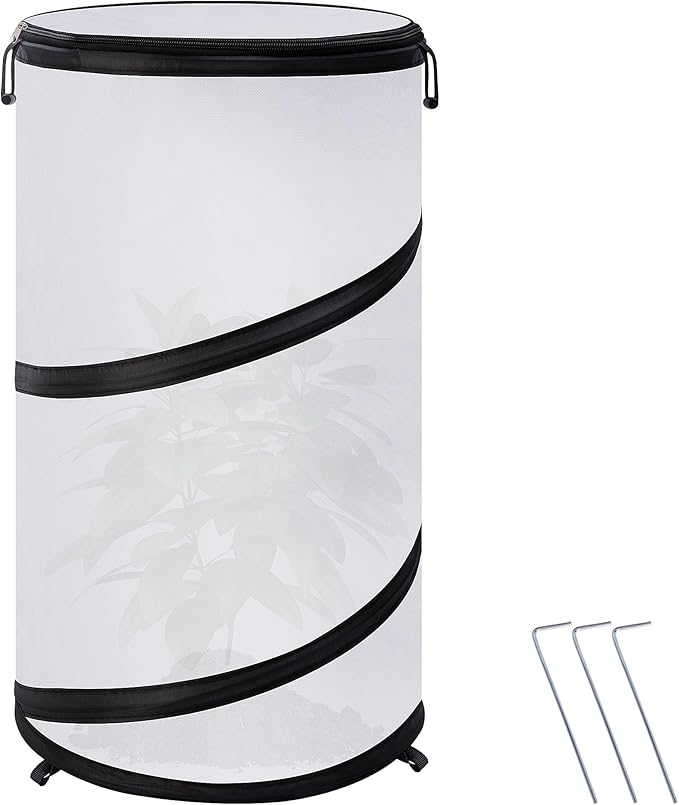 20 x 12 Inch Pop Up Winter Frost Plant Cover, Round Garden Plants Freeze Protection Tent, Foldable Warm Plant Protector Enclosure for Snow Frost Protection Indoor & Outdoor