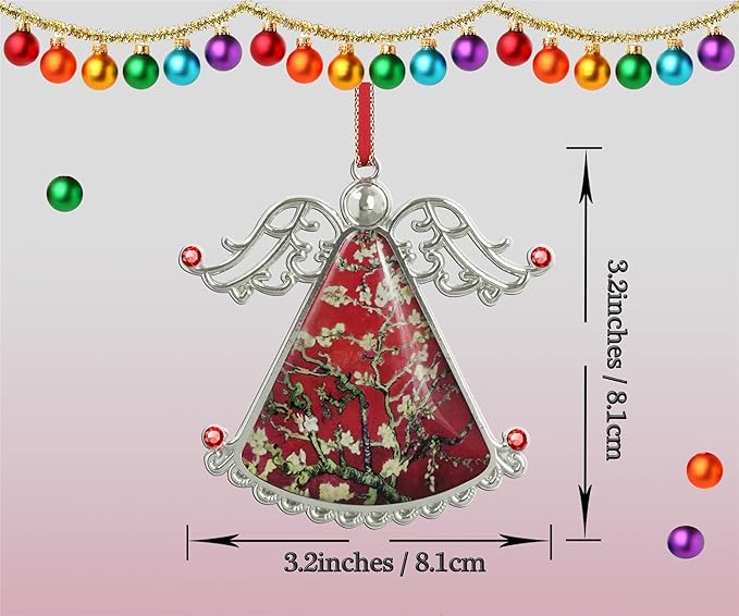 XUTAI Angel Christmas Tree Ornaments Christmas Ornament Tree Van Gogh Glass Christmas Hanging Angel Glass Pendant for Holiday Decoration