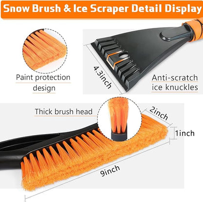 Snow Brush & Ice Scraper, 27'', Ice Scrapers for Car Windshield, Detachable Snow Removal Tool with Ergonomic Foam Grip for Cars, Suvs, Trucks