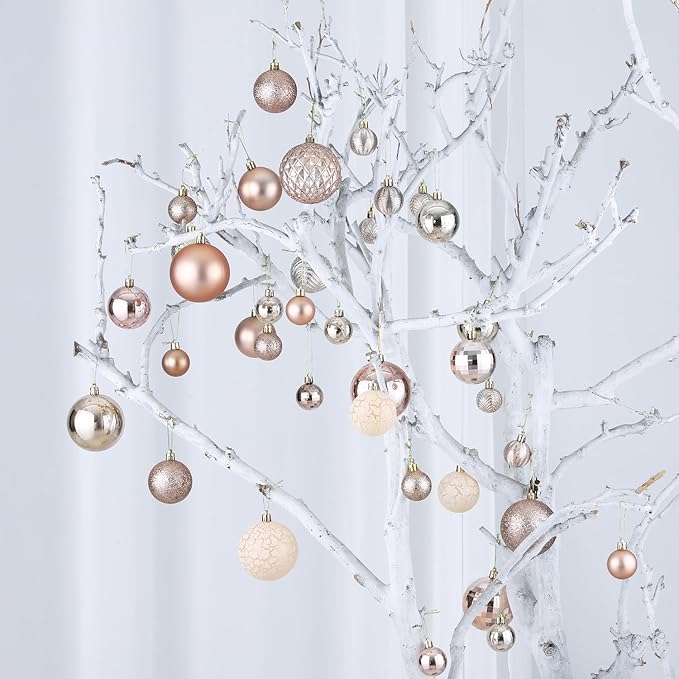 LANGXUN 36pcs Champagne Gold Christmas Tree Decorations Balls, Bolas De Navidad, 2025 Christmas Decor, Indoor Outdoor Shatterproof Christmas Ornaments, Xmars Party Wedding Suppiles