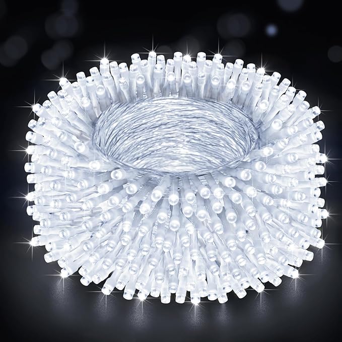 Heceltt Christmas Lights Outdoor, 125FT 350 LED String Lights 8 Modes and Timer Memory Function Twinkle Fairy Lights Waterproof Plug in for Xmas Tree Wedding Party Holiday Decor(White)