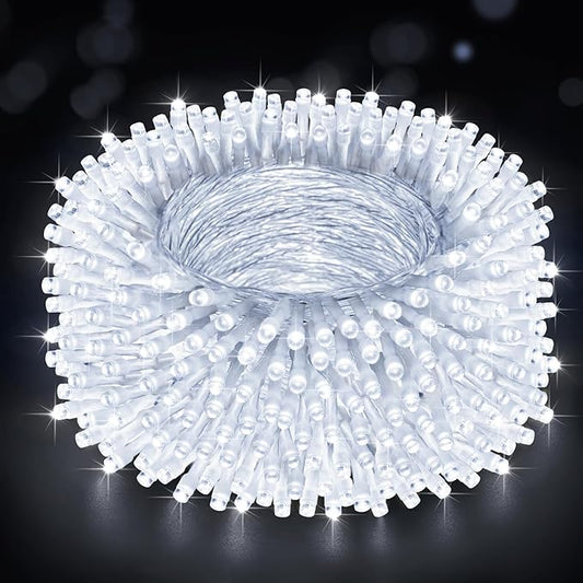 Heceltt Christmas Lights Outdoor, 125FT 350 LED String Lights 8 Modes and Timer Memory Function Twinkle Fairy Lights Waterproof Plug in for Xmas Tree Wedding Party Holiday Decor(White)