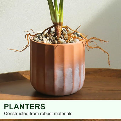 Tall Fake Monstera Plant, 8 Leaves Faux Tree in Red & White Ceramic Pot, Artificial Plants Indoor & Outdoor, Decorative Floor Plant for Living Room, House Decor