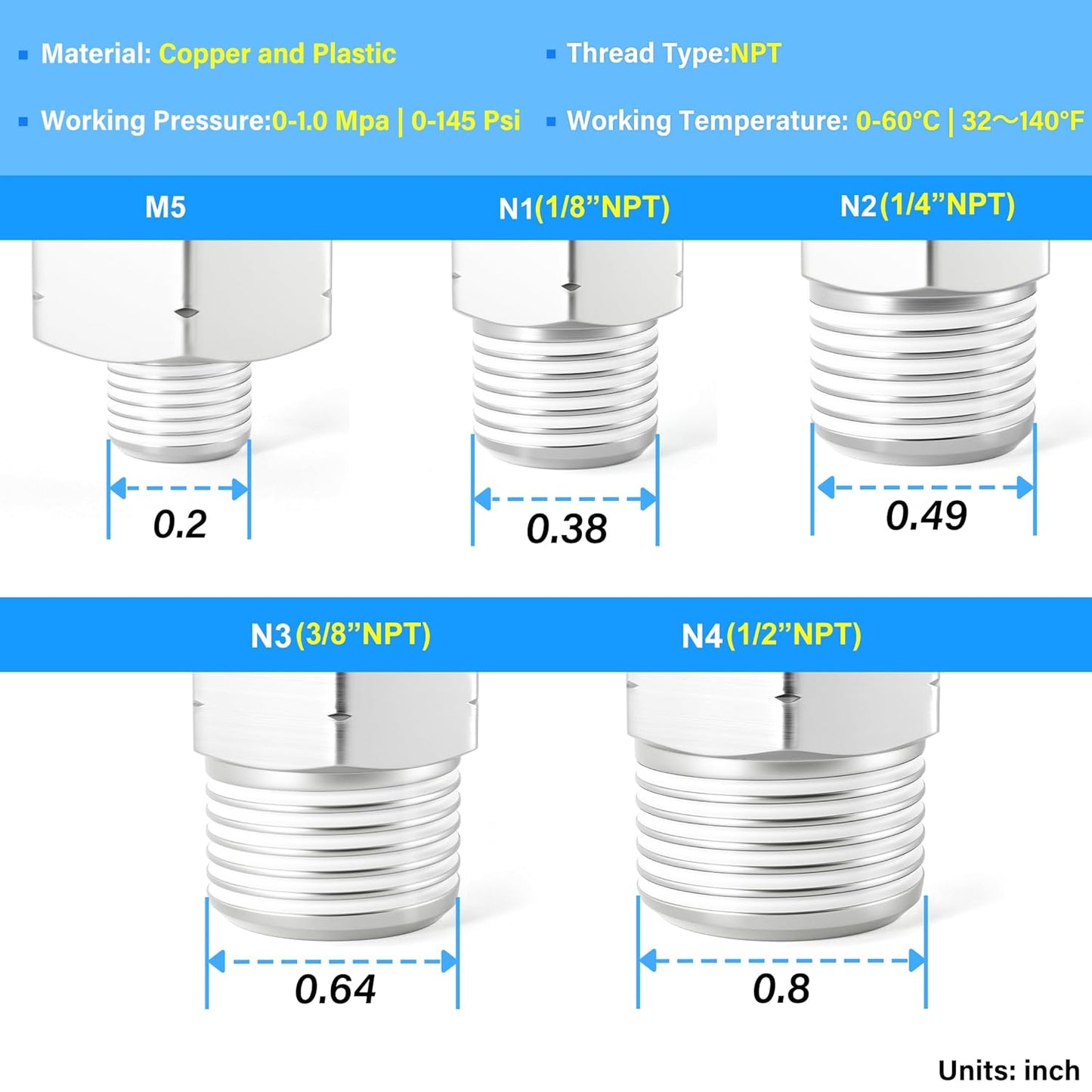 TAILONZ PNEUMATIC Elbow and Straight Combination 3/8 Inch Tube OD x 1/4 Inch NPT Thread Push to Connect Fittings PC-3/8-N2+PL-3/8-N2(Pack of 12)
