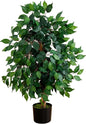 Nearly Natural 3ft Triple Trunk Artificial Ficus Tree with Natural Wood Trunks, Fake Tree for Indoor Home Decor, Faux Ficus Tree with Black Nursery Pot