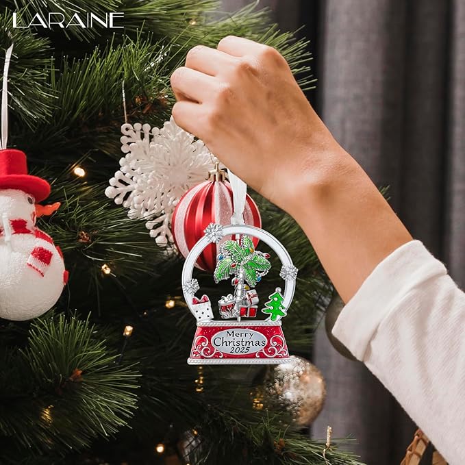 Laraine Christmas Tree Ornaments – 2025 Decorative Rotation Hanging Pendant of Car Charm Holiday Keepsake Gift Home Decor (Palm (2025))