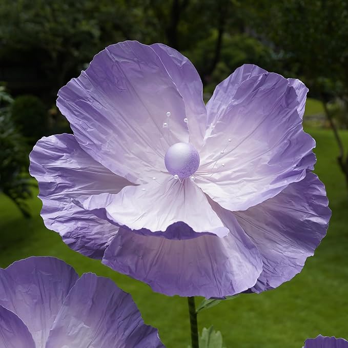 Giant Flowers for Decoration,Large Paper Flowers with Standing Stems and Base,3 pcs Artificial Flowers for Home Decor, Wedding Decorate, Photography Props, Party Banquet (Purple)