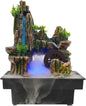 Stone Fountain Indoor Water Fountains Tabletop Waterfall Fountains Relaxing Landscape Atomizing Humidifier with Rockery Plants LED Light for Home Office Bedroom (B)