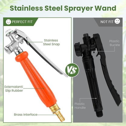 29" All Metal Replacement Sprayer Wand, Suitable for 1/2" Hose Quick Connector, 1/4" & 3/8" & 1/2" Brass Barb Spray Wand, Built-in Shut Valve Stainless Steel Spray Wand