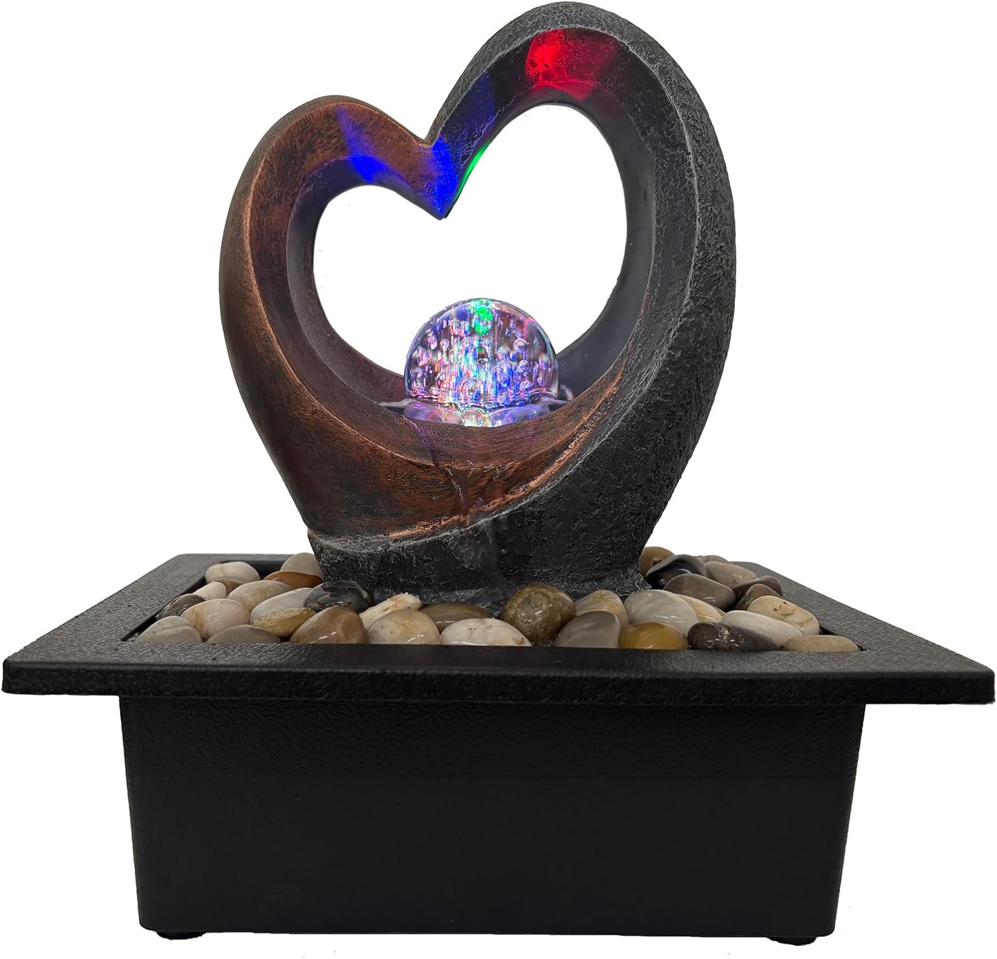 Spinning Orb Rock Cascading Tabletop Fountain, Zen Meditation Indoor Waterfall Feature with ON/Off Switch, Waterfall Fountain with LED Light for Home Office Bedroom