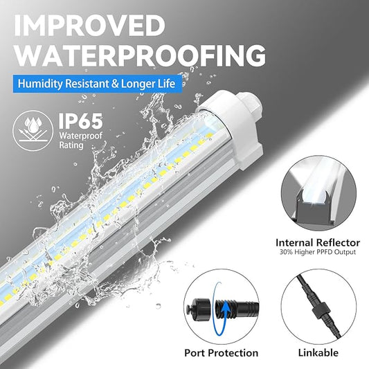 JESLED T8 Plant Grow Lights, 4FT Full Spectrum Grow Light, 96W(2 X 48W,600W Eqiv), Linkable Led Grow Light Strip for Greenhouse, Plant Shelves, Plug and Play, Natural White, 2-Pack