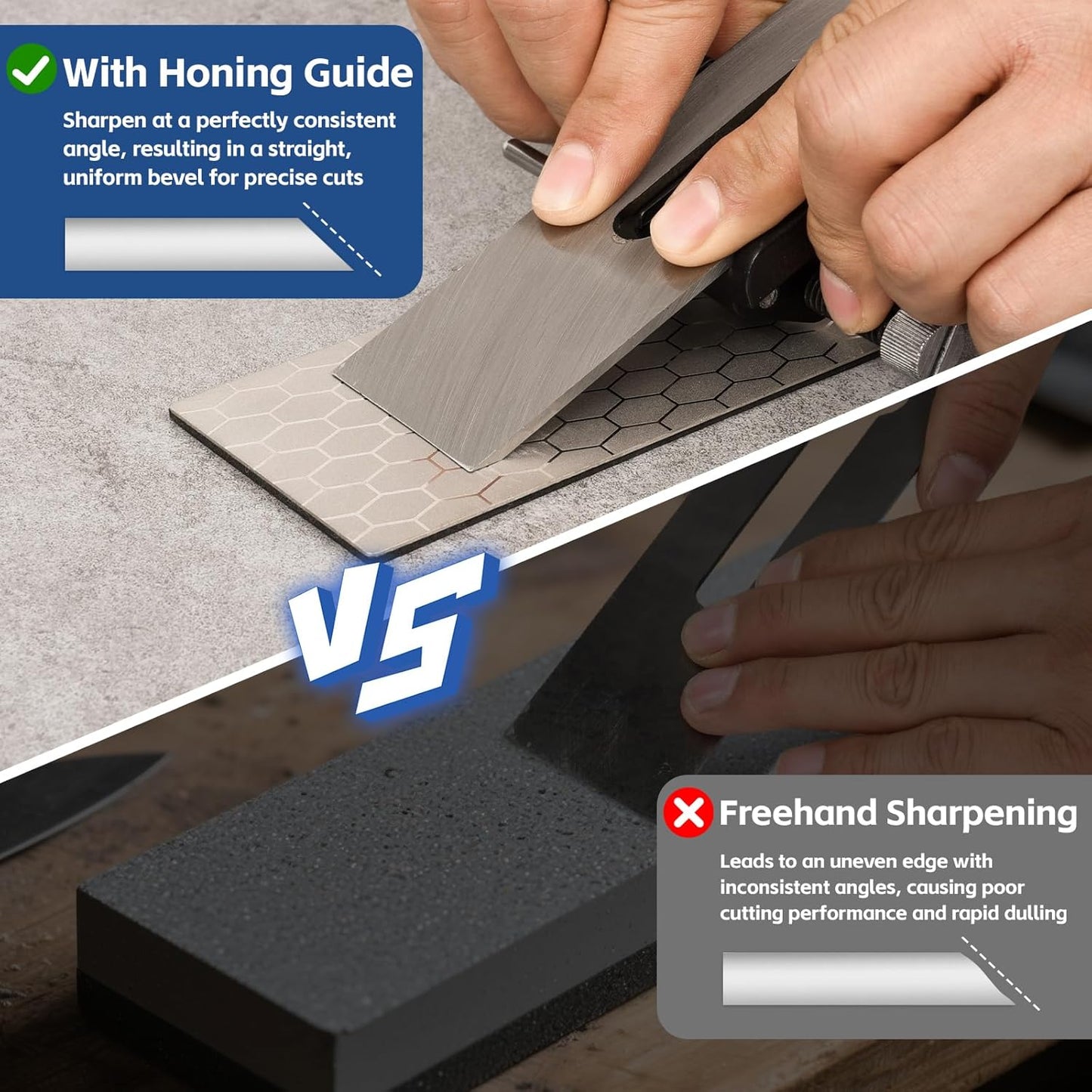 Chisel Sharpening Kit Honing Guide & 5 Diamond Sharpening Stones, Adjustable Chisel Sharpener Jig for Woodworking Tools, Plane Irons, Knives, and Blades, All-Metal Construction