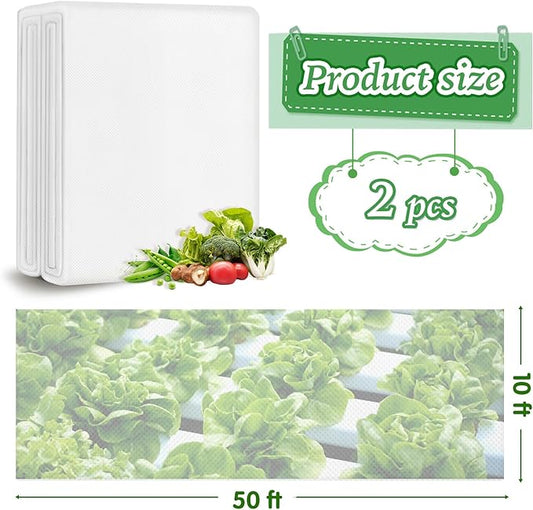 2PCS 10 Ft x 50 Ft Plant Covers Freeze Protection 1.05 oz/yd²Frost Blankets for Winter Outdoors Plants Floating Row Cover Frost Cloth Plant Freeze Protection