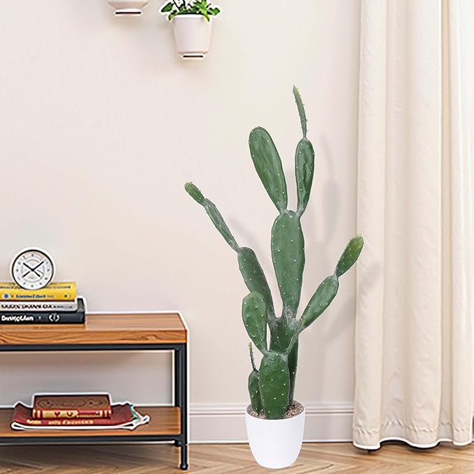 35Inch Artificial Cactus Faux Cacti Fake Cactus Saguaro Potted Plants for Indoor Outdoor Home Offices Store Decoration