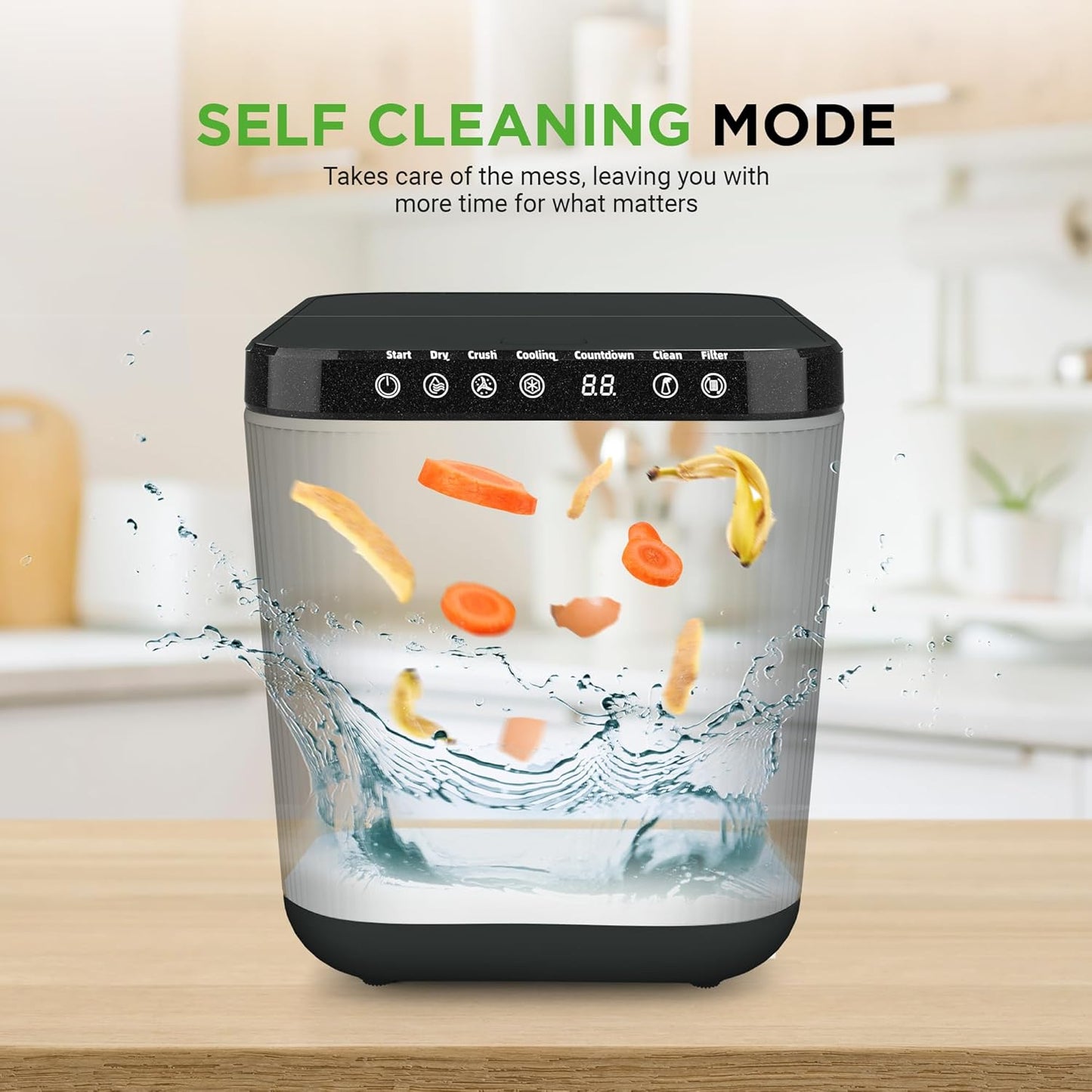 NutriChef Electric Kitchen Composter | 3 Quart Food Recycler | Food Waste Compost Bin for Countertop | 1 Button to Compost, Easy to Clean Composter Bucket | Low Noise, Odorless & Auto Clean | Grey