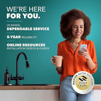 Under Sink Water Filter for Sink Faucet by CuZn, 5 Year Filtration Life, Reduces PFAs, PFOS, Lead, Chlorine, Improves Taste of Tap Water with NSF/ANSI 42 & 372 Certified High Performance