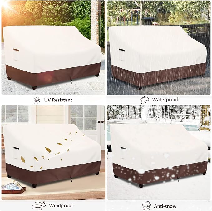 Outdoor Couch Covers,79 Inches Outdoor Sofa Cover, Waterproof Patio Furniture Cover,Furniture Covers for Patio Seating (Beige)