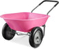 Best Choice Products Dual-Wheel Home Utility Yard Wheelbarrow Garden Cart w/Built-in Stand for Lawn, Gardening, Construction - Pink