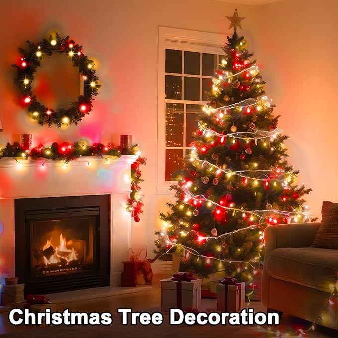 328 FT 1000 LED String Lights Outdoor Indoor, Christams String Lights Waterproof 8 Modes & Timer, Fairy Lights Plug in for Bedroom, Weeding, Patio, Party, Holiday,Christmas Decor (Red+Warm)