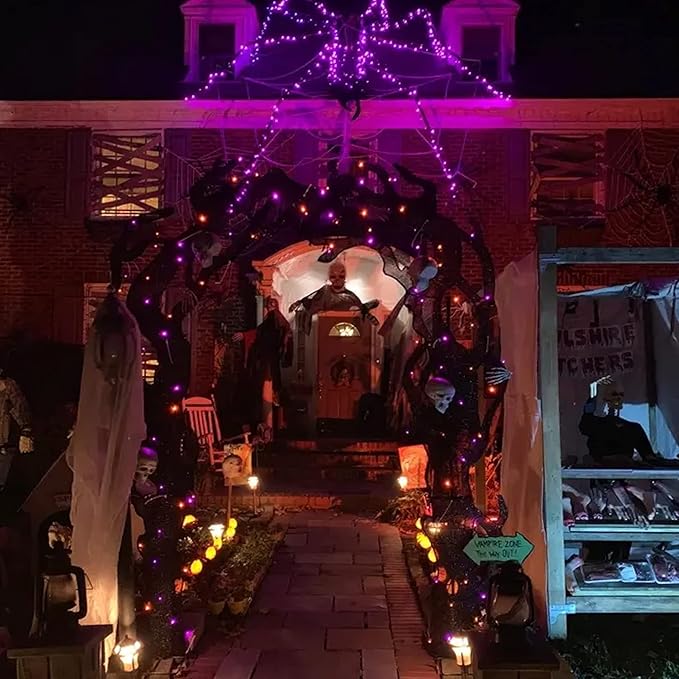 Dazzle Bright Halloween Lights, 100 LED 33 FT C6 String Lights with 8 Modes, Connectable Halloween Decorations for Indoor Outdoor for Tree Patio Party Decor (Purple & Orange)