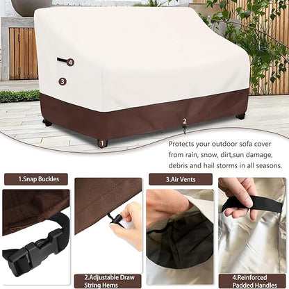 Outdoor Couch Covers,79 Inches Outdoor Sofa Cover, Waterproof Patio Furniture Cover,Furniture Covers for Patio Seating (Beige)