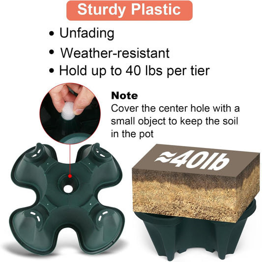 Vertical Planter 5 Tier Stackable Planters Garden Planters Strawberry Herb Flower and Vegetable Planter Indoor Outdoor Gardening Pots with Removable Wheels and Tools