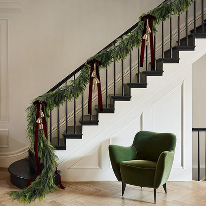 N&T NIETING 9FT Christmas Norfolk Pine Garland Real Touch Pine Artificial Garlands Faux Greenery Garland Winter Christmas Garland for Table Mantle Fireplace Indoor Outdoor Xmas Decorations (1 Pcs)