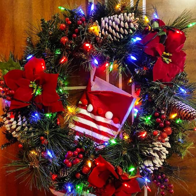 Christmas Lights - Battery Operated String Lights 50 LED String Lights Mini Lights with Auto-Timer and 8 Lighting Modes for Christmas Wreath Party Wedding Garden Home Decoration, Multicolor