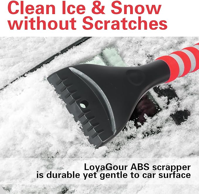 Snow Brush and Ice Scraper for Car Windshield,26.4" Window Scraper Deicer for Car SUV and Truck,Ice Scrapers and Brushes 2 in 1,Winter Car Automotive Exterior Accessories(1Pack Red)