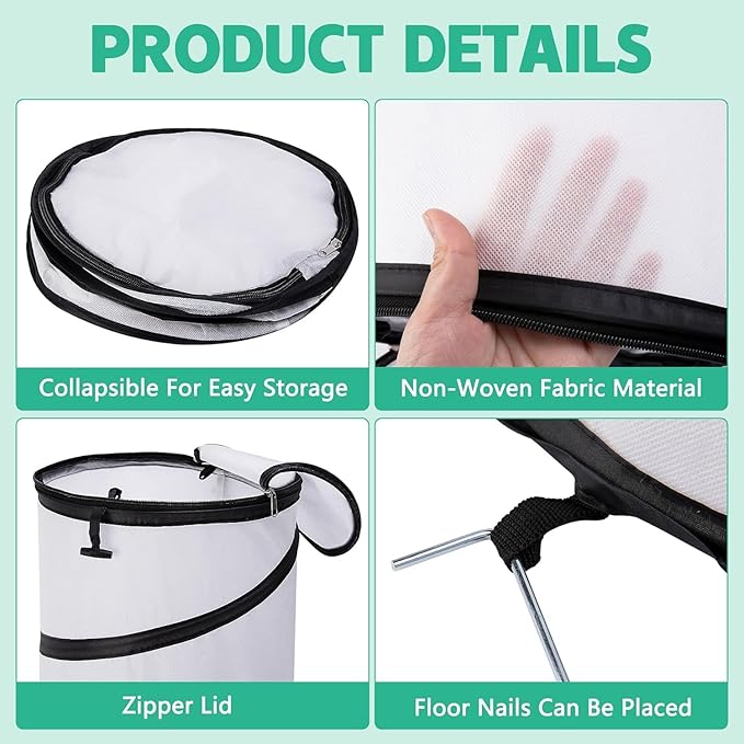 20 x 12 Inch Pop Up Winter Frost Plant Cover, Round Garden Plants Freeze Protection Tent, Foldable Warm Plant Protector Enclosure for Snow Frost Protection Indoor & Outdoor