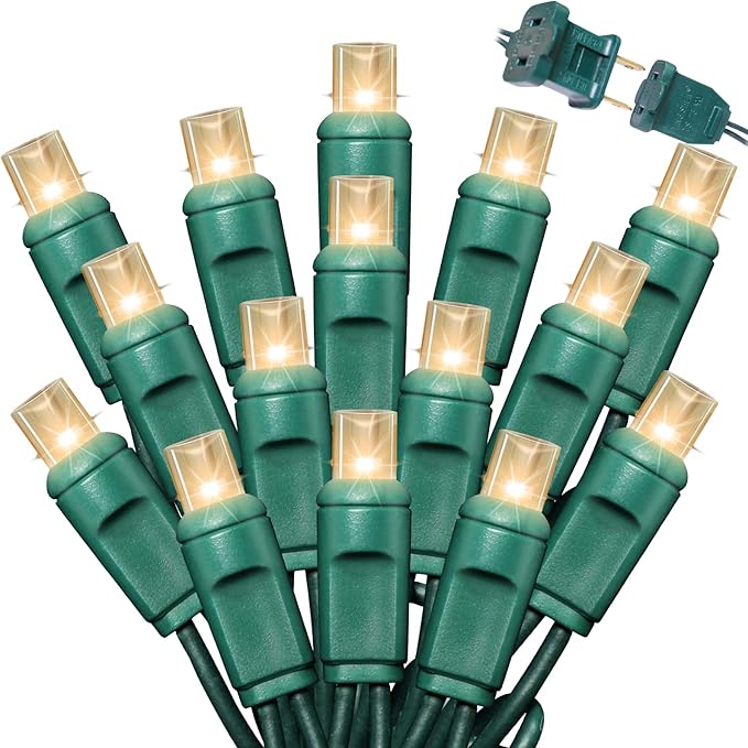 LAMPHOME 1200LED (24pk of 50L) String Lights, LED Christmas Lights, 6" SPACING,Green Wire,Warm White
